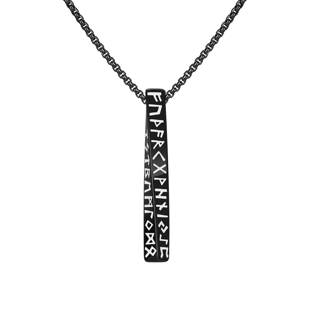 Men's Nordic Rune Vertical Bar Pendant Necklace