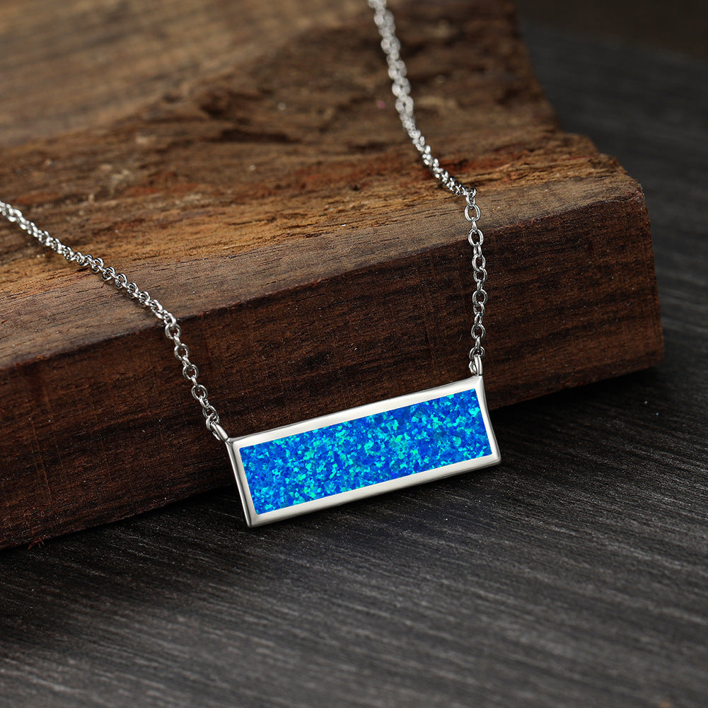 Simple and unique blue Aoba double pendant long necklace