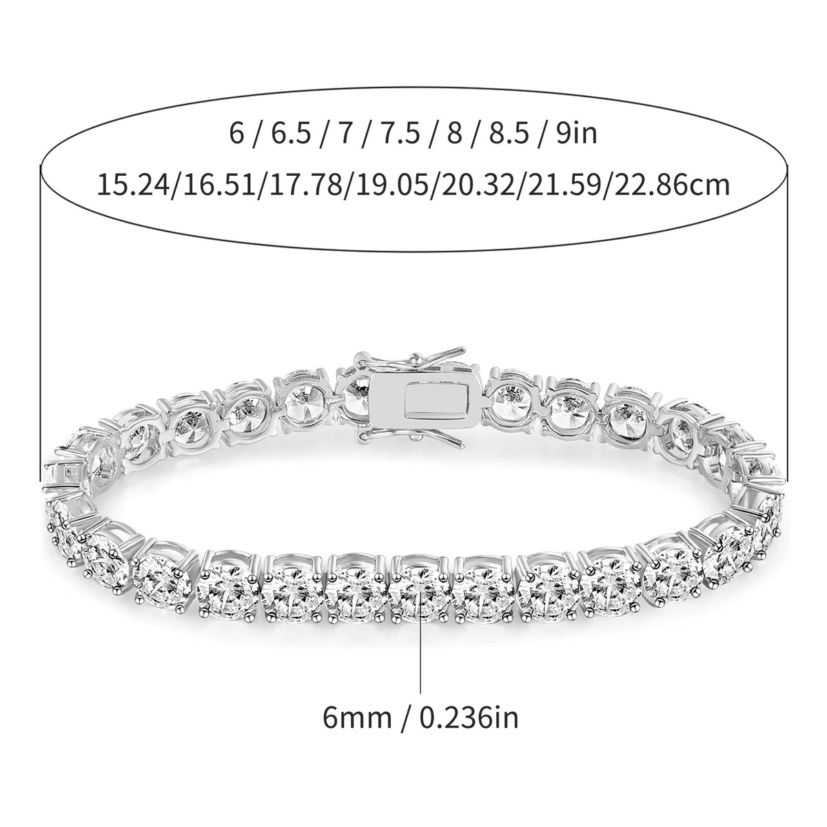 Women&Men's Hip-Hop 6mm Zircon Cuban Tennis Bracelet