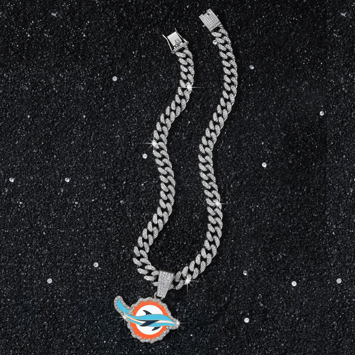 Hip-Hop Style Dolphin-Shaped Cuban Chain Pendant Necklace