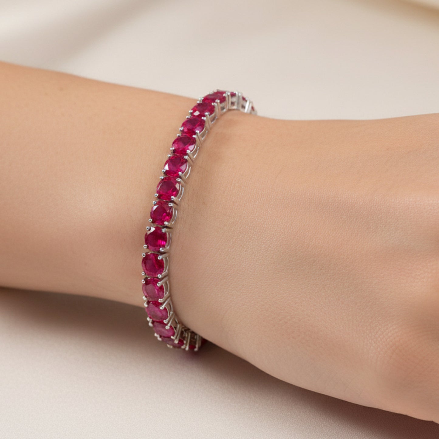 Women&Men's 5mm Red Corundum Zircon Tennis Bracelet