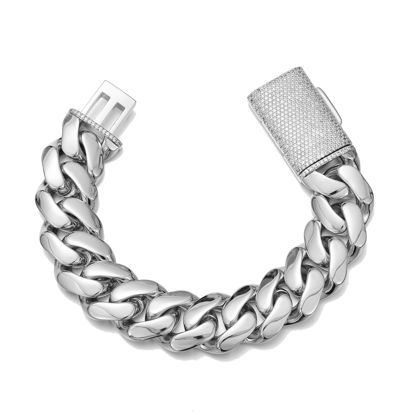 Men’s Stainless Steel Cuban Link Bracelet, Mirror Polished Shiny Surface Fashion Wrist Jewelry
