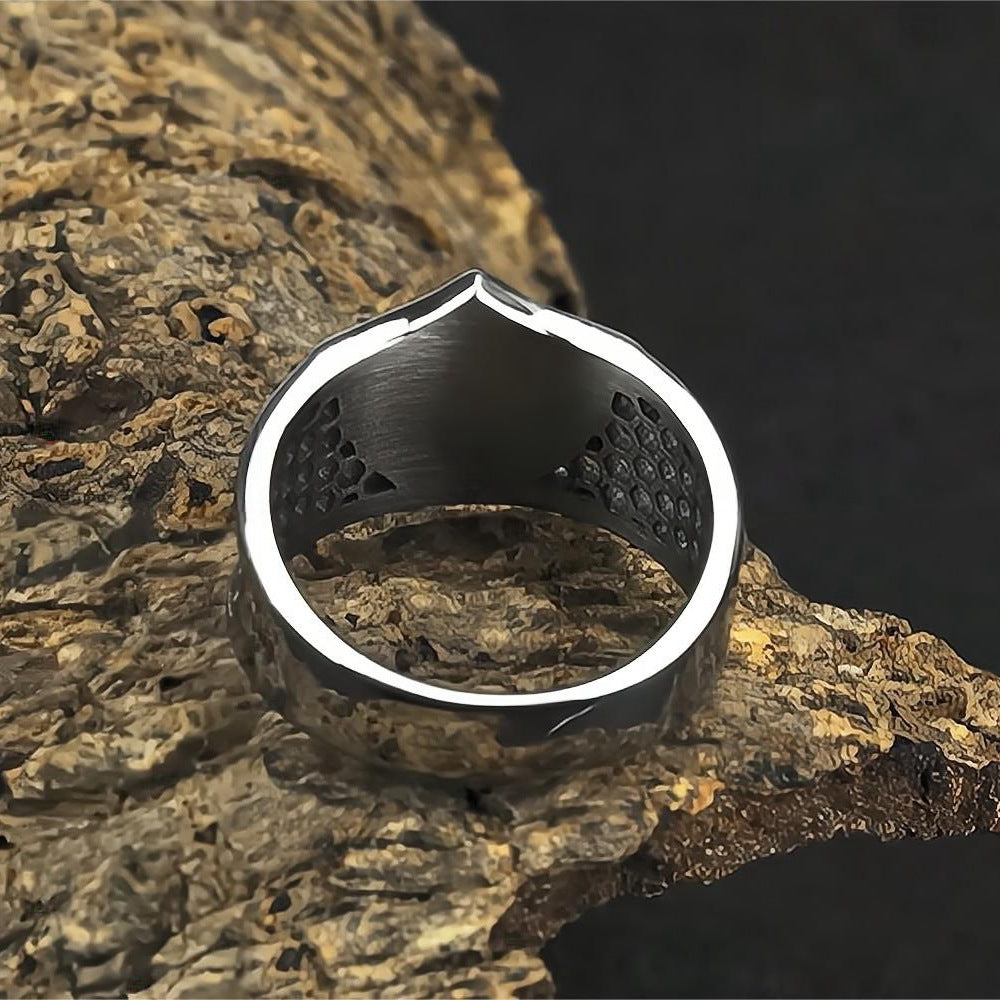 Vintage Solid Stainless Steel Hollow Norse Viking Valknut Triangle Band Ring for Men