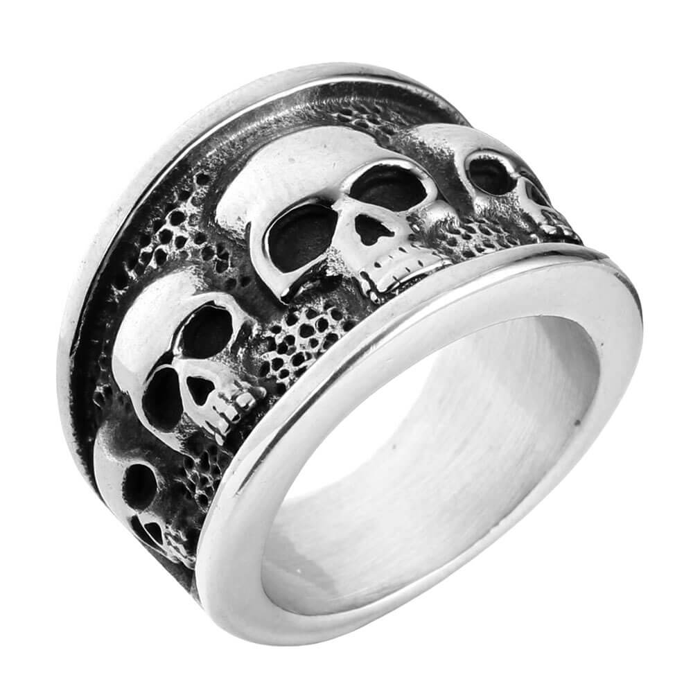 Vintage Solid Stainless Steel Gothic Skull Ring for Men