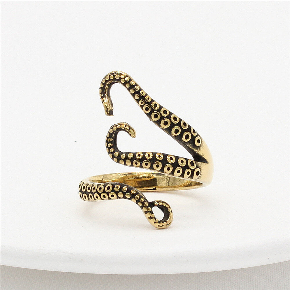 Men's Vintage Stainless Steel Octopus Ring