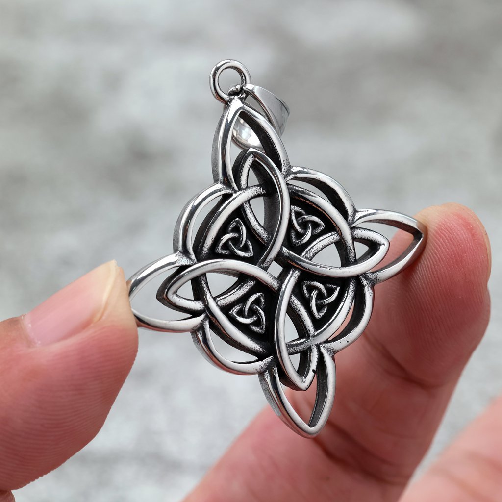 Vintage Stainless Steel Celtic Knot Pendant Necklace for Men