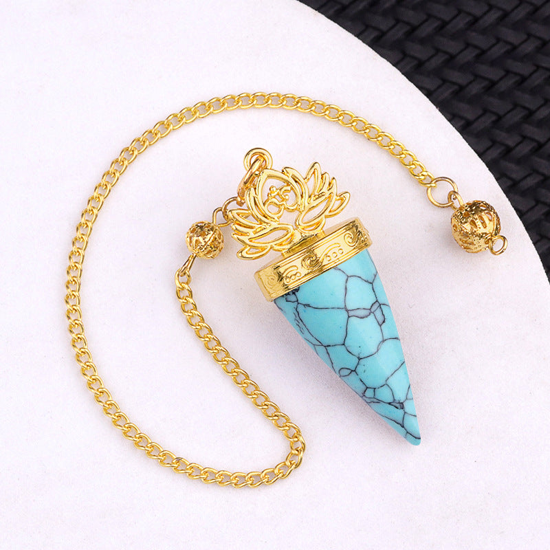 Ancient Golden lotus cone meditation yoga crystal spirit pendulum