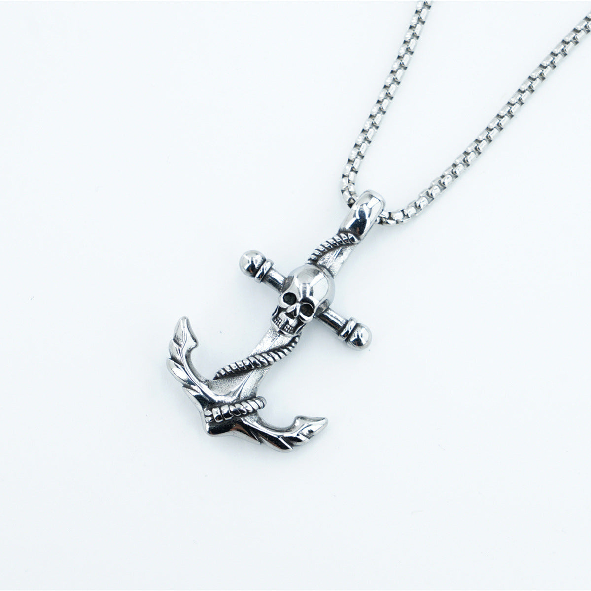 Men's Steel Anchor Pendant Necklace