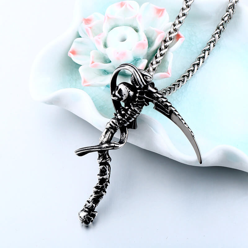 Men's Skeleton Scythe Pendant Necklace