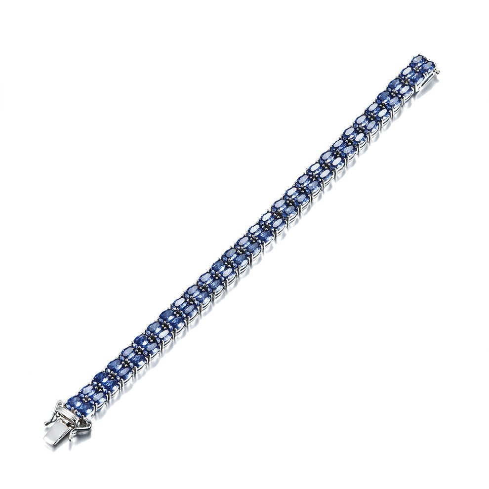 Women's Sterling Silver Pear Cut Blue Sapphire Tennis Bracelet