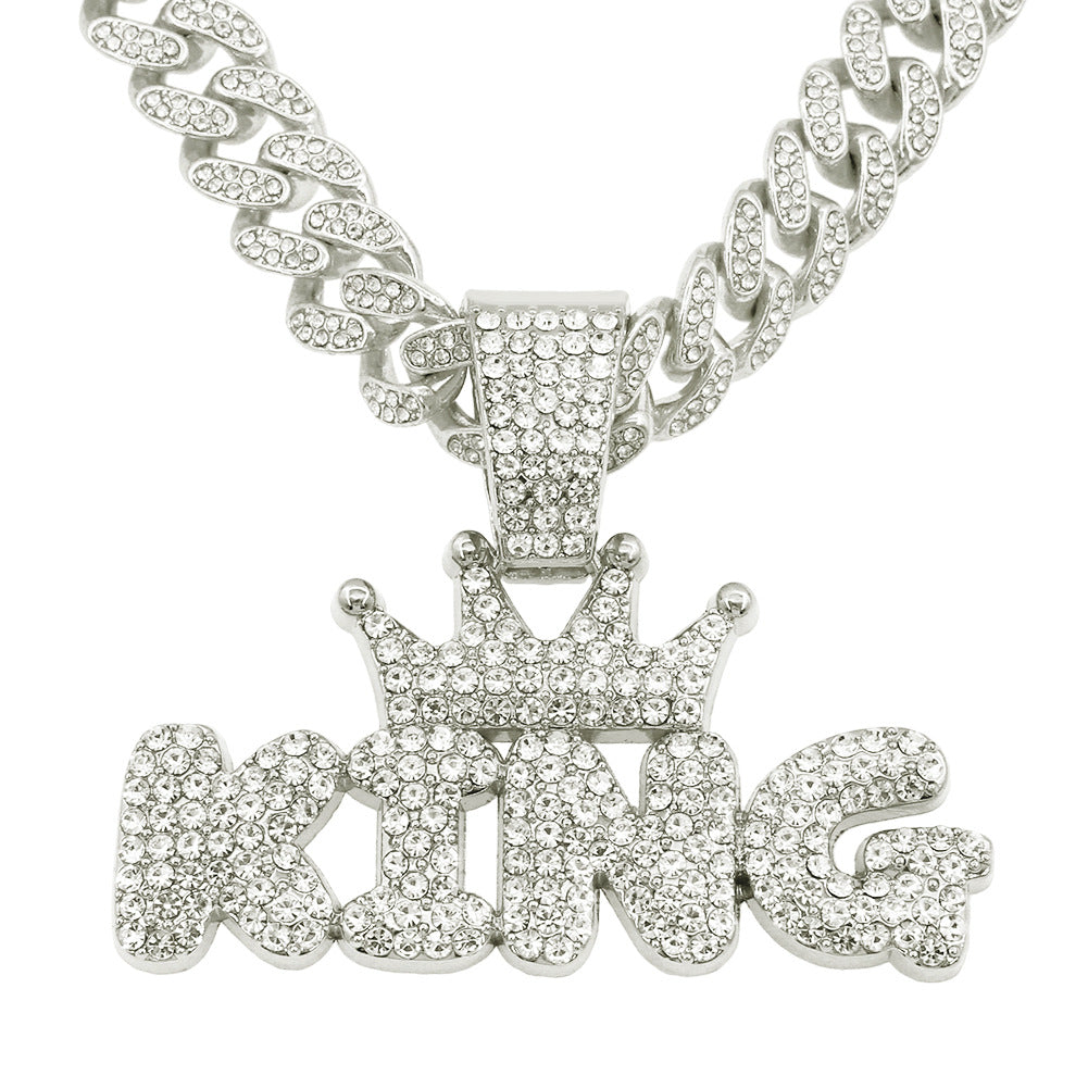 Hip-Hop King Letter Cuban Chain Pendant Necklace