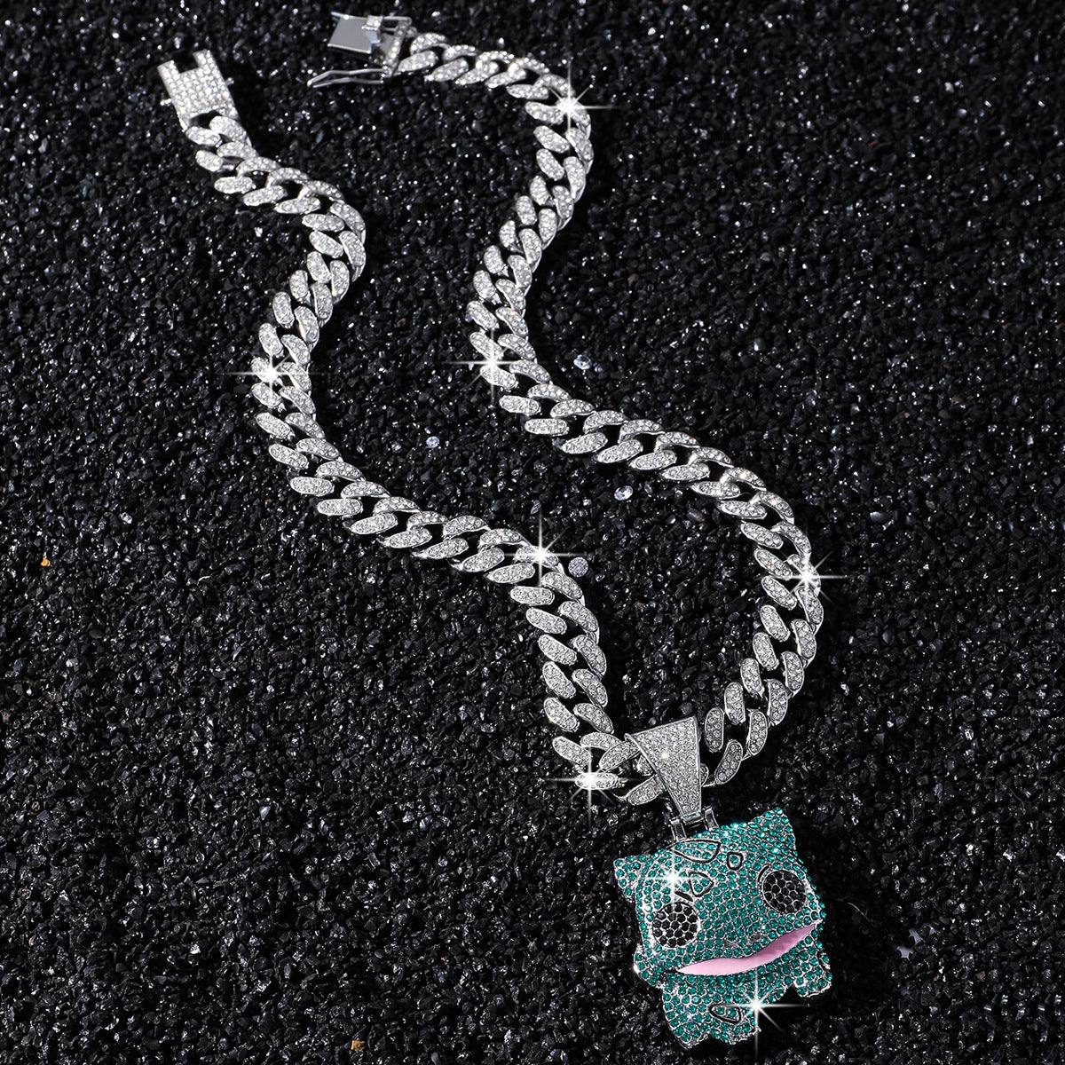 Hip-Hop Cartoon Animal Magical Frog Cuban Chain Pendant Necklace