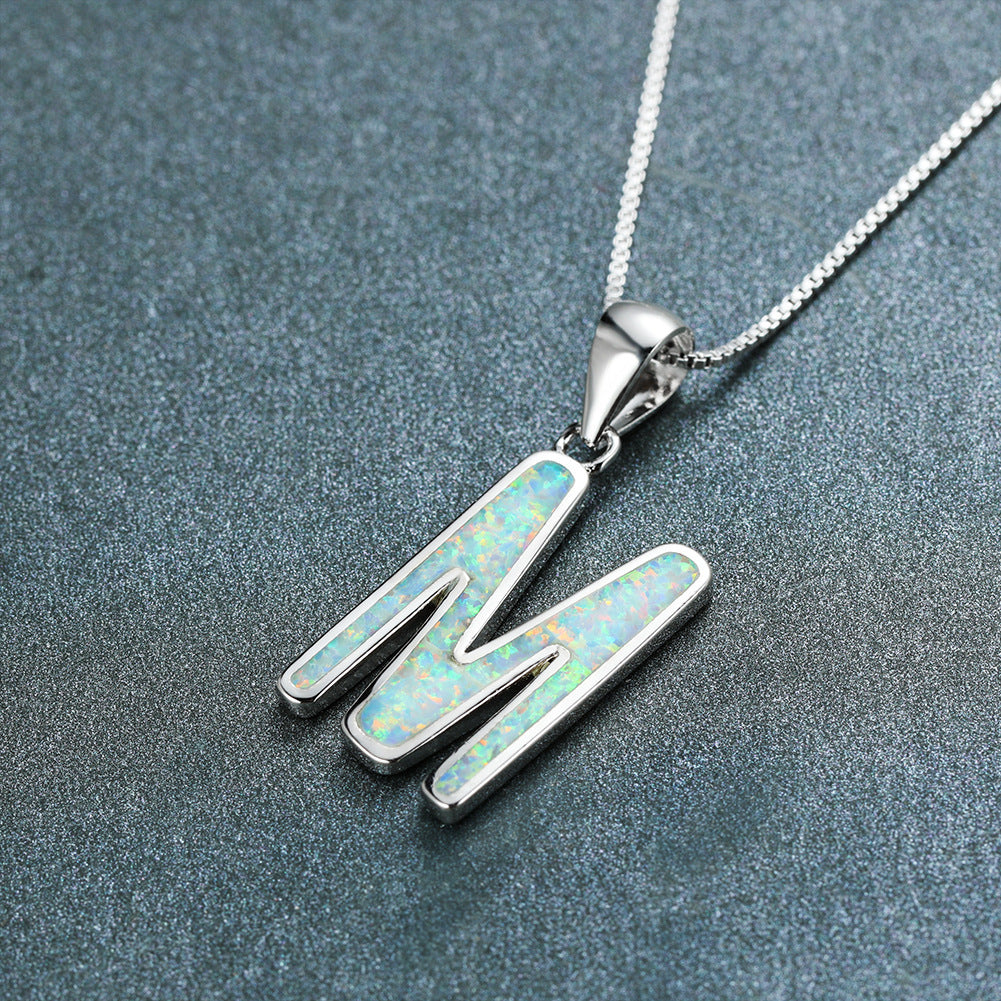 Opal Letter M Necklace