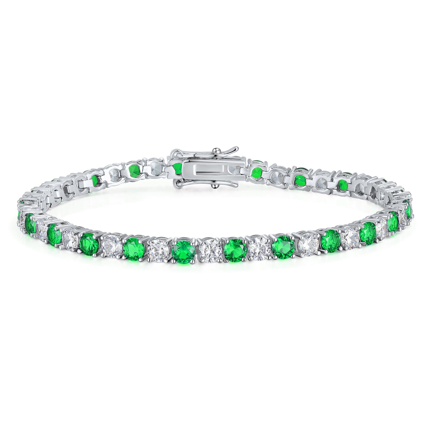Women&Men's Round 4mm Eight-Shaped Buckle Zircon Tennis Bracelet