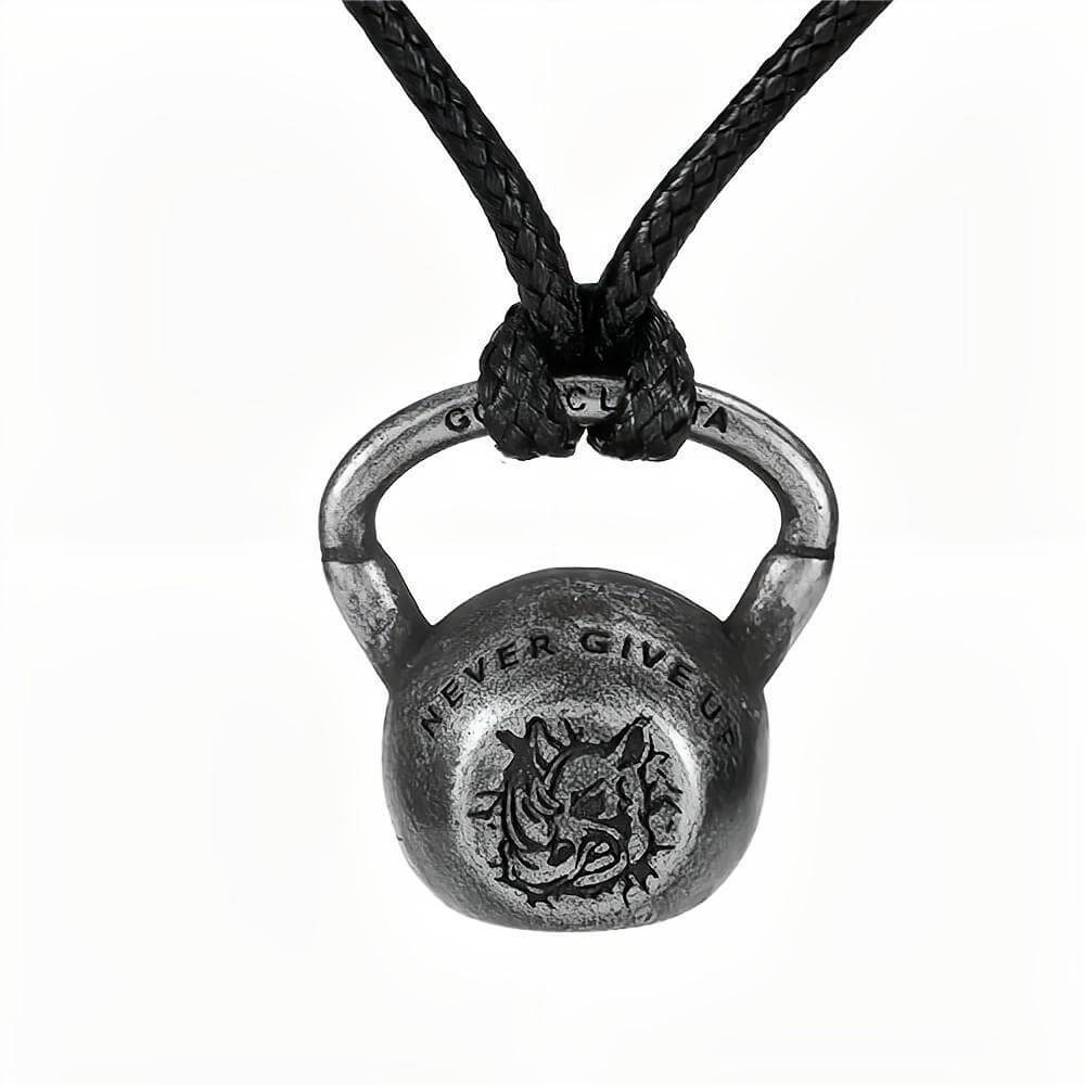 Vintage Stainless Steel Men's Kettlebell Pendant Necklace