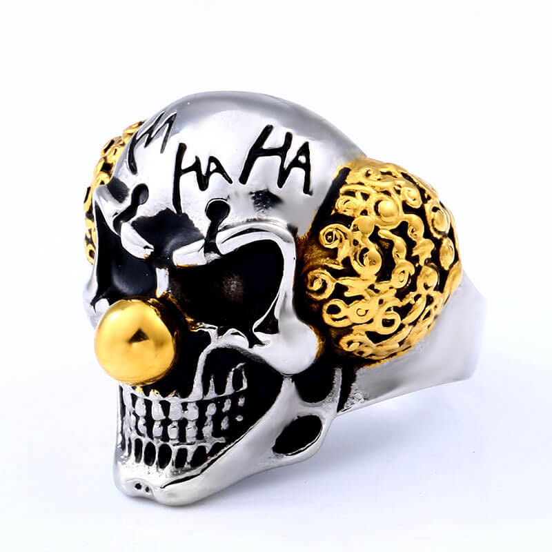 Men's Vintage Clown Skull Stainless Steel Ring
