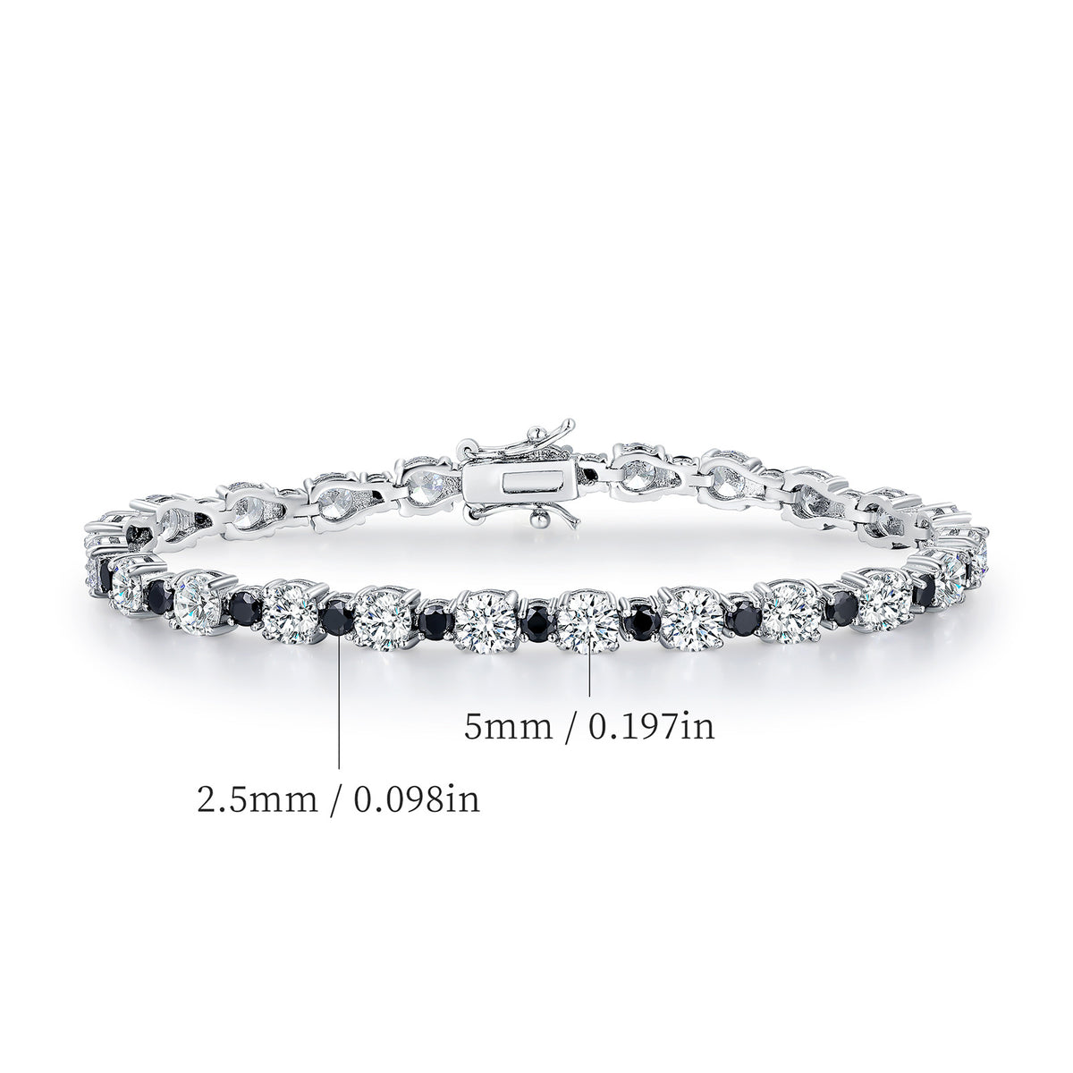 Women&Men's 5mm Round Zircon Eight-Shaped Clasp Tennis Bracelet