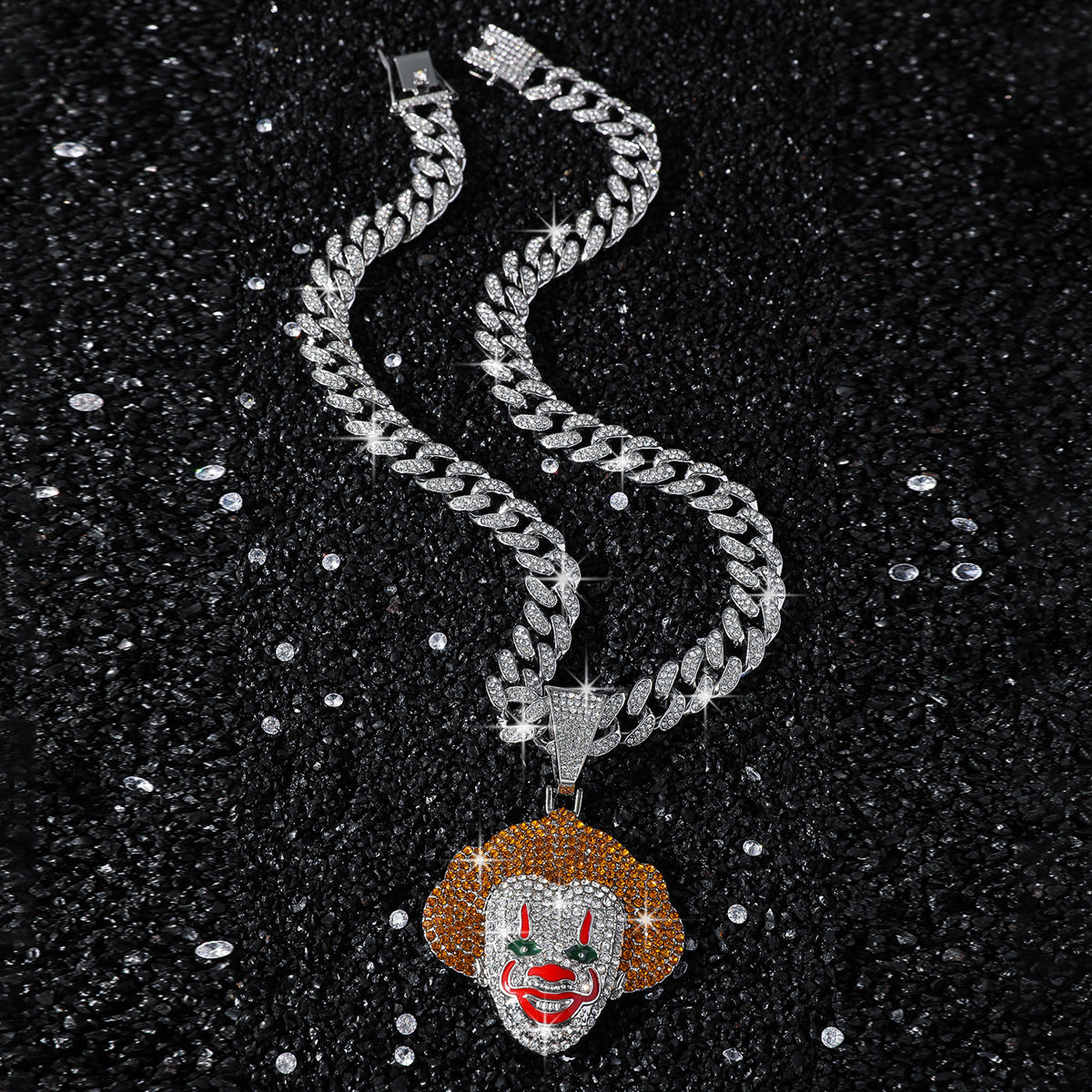 Hip-Hop Classic Clown Cuban Chain Pendant Necklace