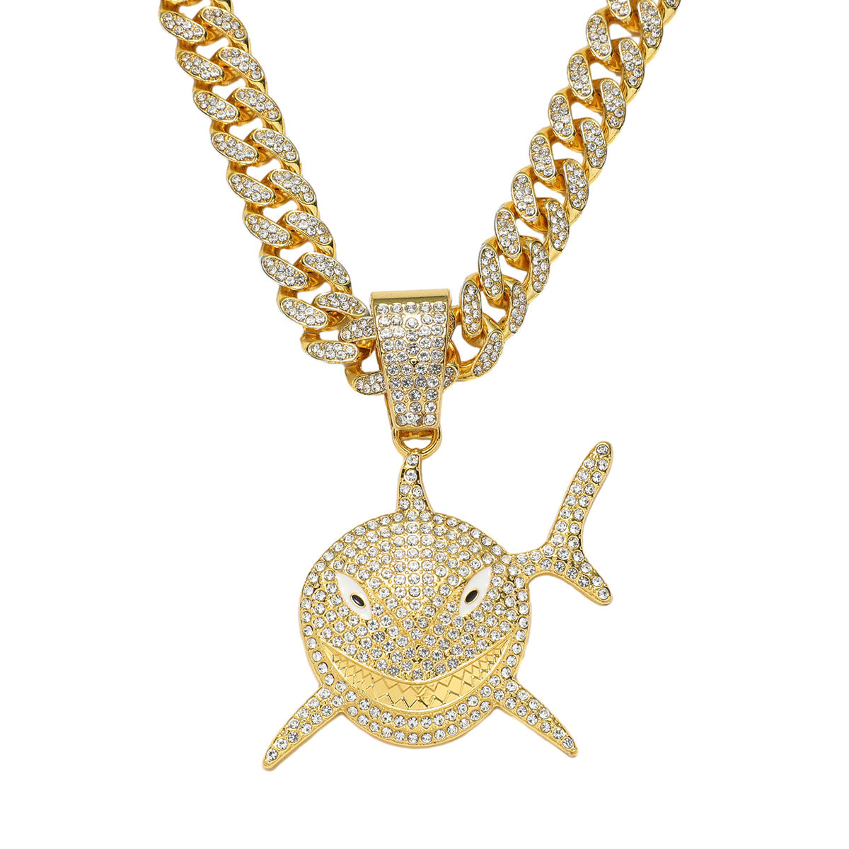Hip-Hop Shark-Shaped Cuban Chain Pendant Necklace