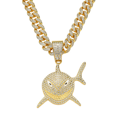 Hip-Hop Shark-Shaped Cuban Chain Pendant Necklace
