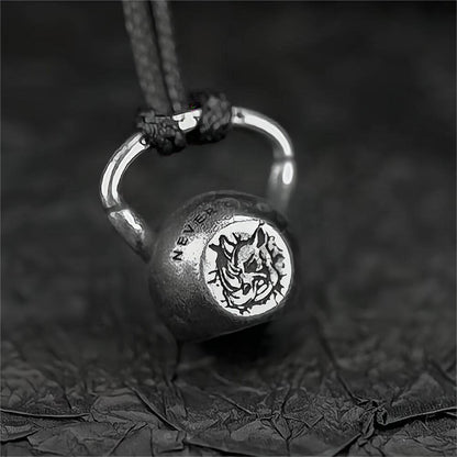 Vintage Stainless Steel Men's Kettlebell Pendant Necklace