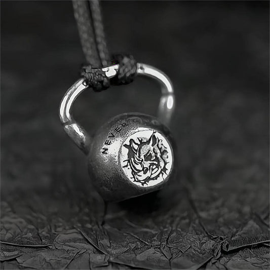 Vintage Stainless Steel Men's Kettlebell Pendant Necklace