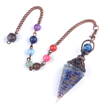 Copper-colored crushed stone resin crystal hexagonal pyramid spirit pendulum