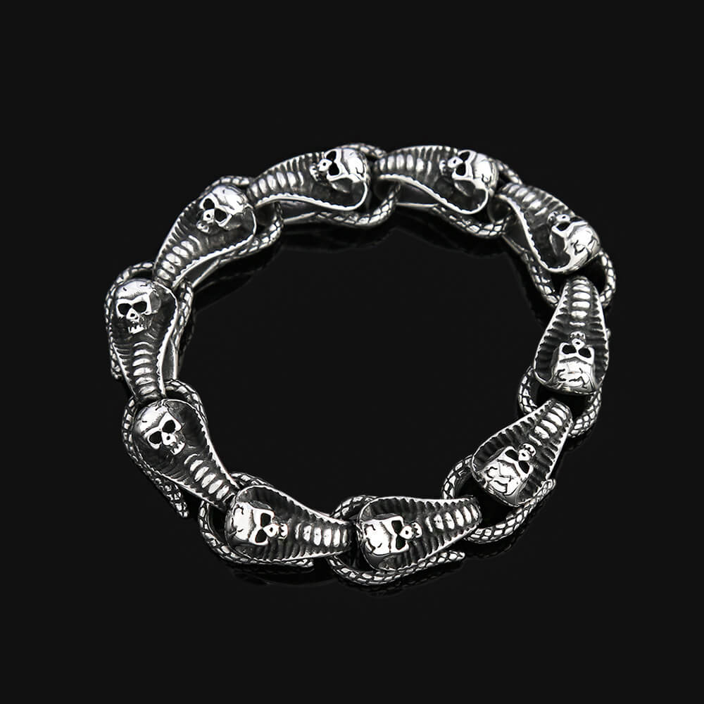 Fashion Skull Snake Stainless Steel Men's Bracelet