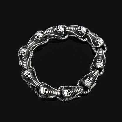 Fashion Skull Snake Stainless Steel Men's Bracelet