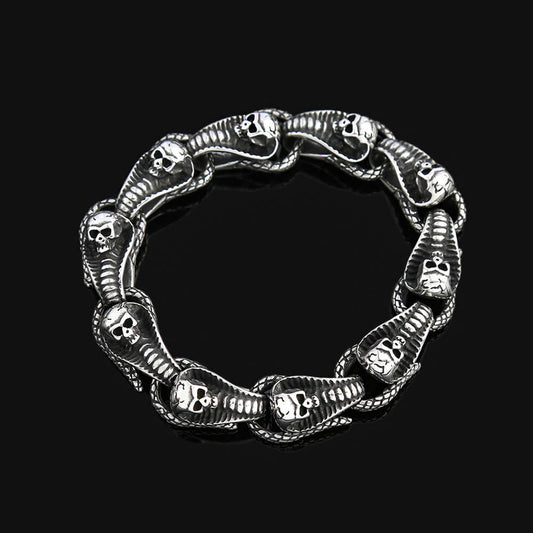 Fashion Skull Snake Stainless Steel Men's Bracelet