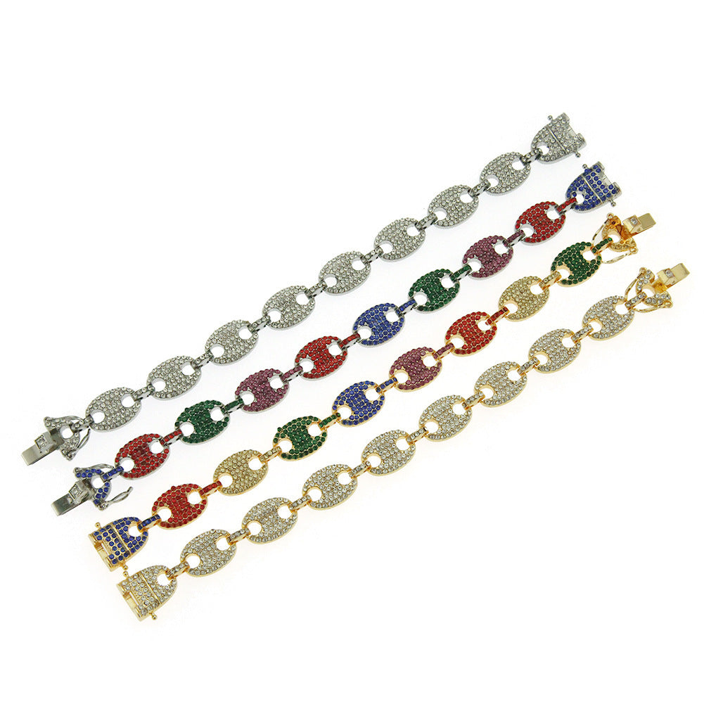 Hip-Hop Pig Nose Coffee Bean Chain Bracelet