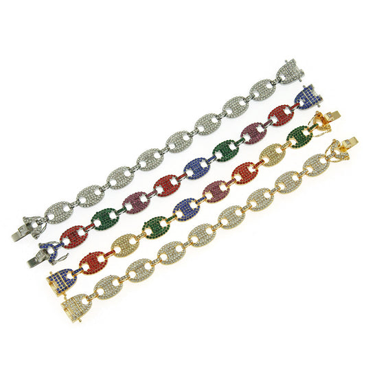 Hip-Hop Pig Nose Coffee Bean Chain Bracelet