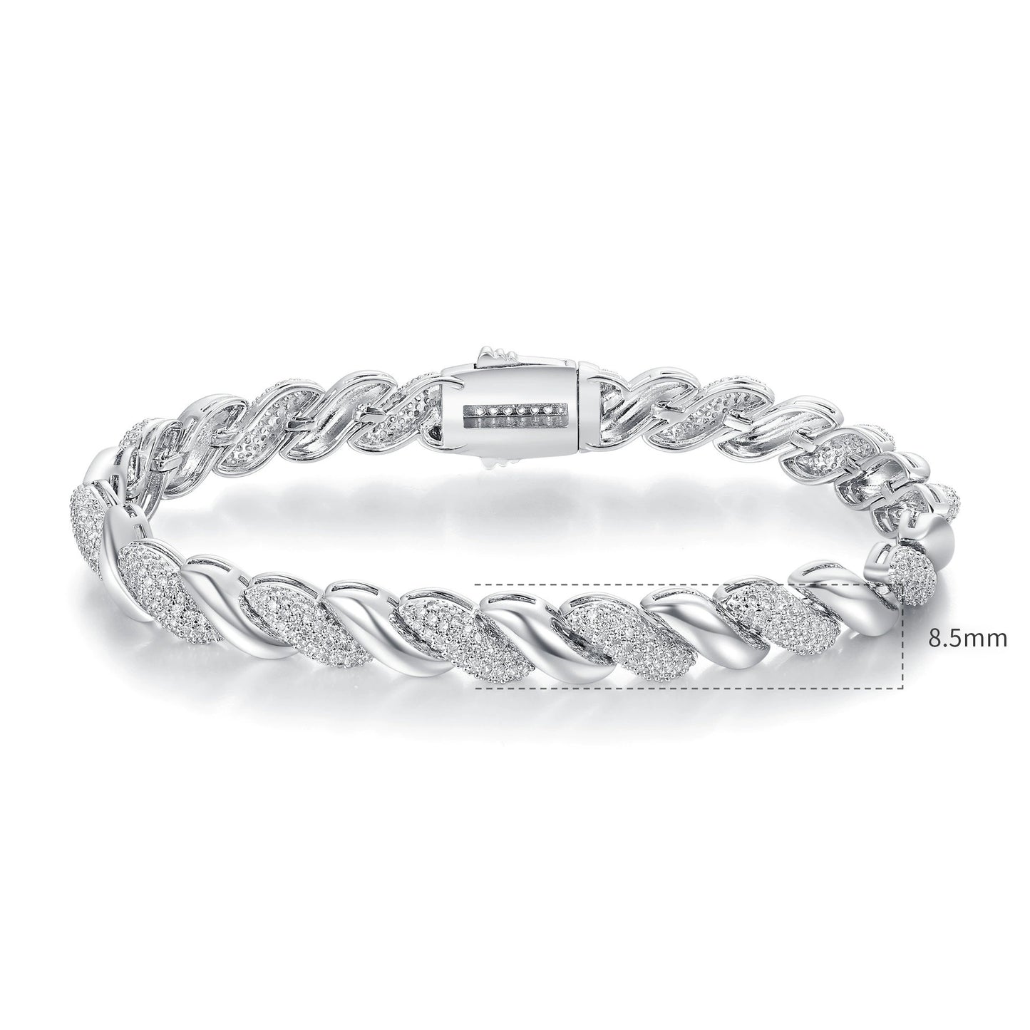 Women&Men's Hip-Hop Heavyweight Design Zircon Tennis Belt Buckle Bracelet