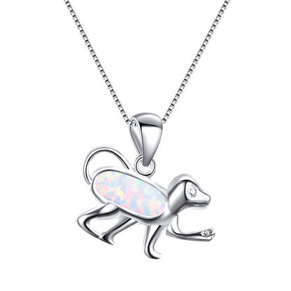 Opal  Dog-shaped pendant necklace