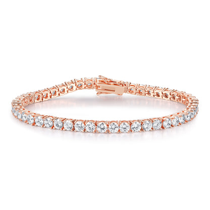 Women's 4mm 8-Inch 18k Gold-Inlaid Rose Gold Zircon Tennis Bracelet