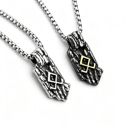 Vintage Nordic Stainless Steel Men's Unique Viking Rune Pendant Necklace