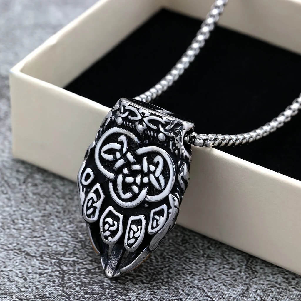 Vintage Stainless Steel Viking Bear Claw Pendant Necklace for Men