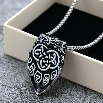 Vintage Stainless Steel Viking Bear Claw Pendant Necklace for Men