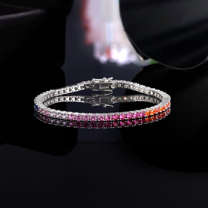 Women&Men's 3mm Color Gradient Zircon Tennis Bracelet