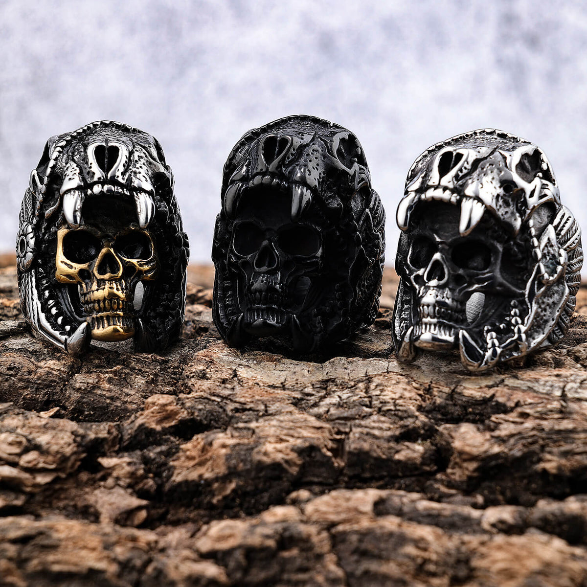 Men's Vintage Large Skull Stainless Steel Ring