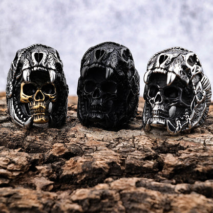 Men's Vintage Large Skull Stainless Steel Ring