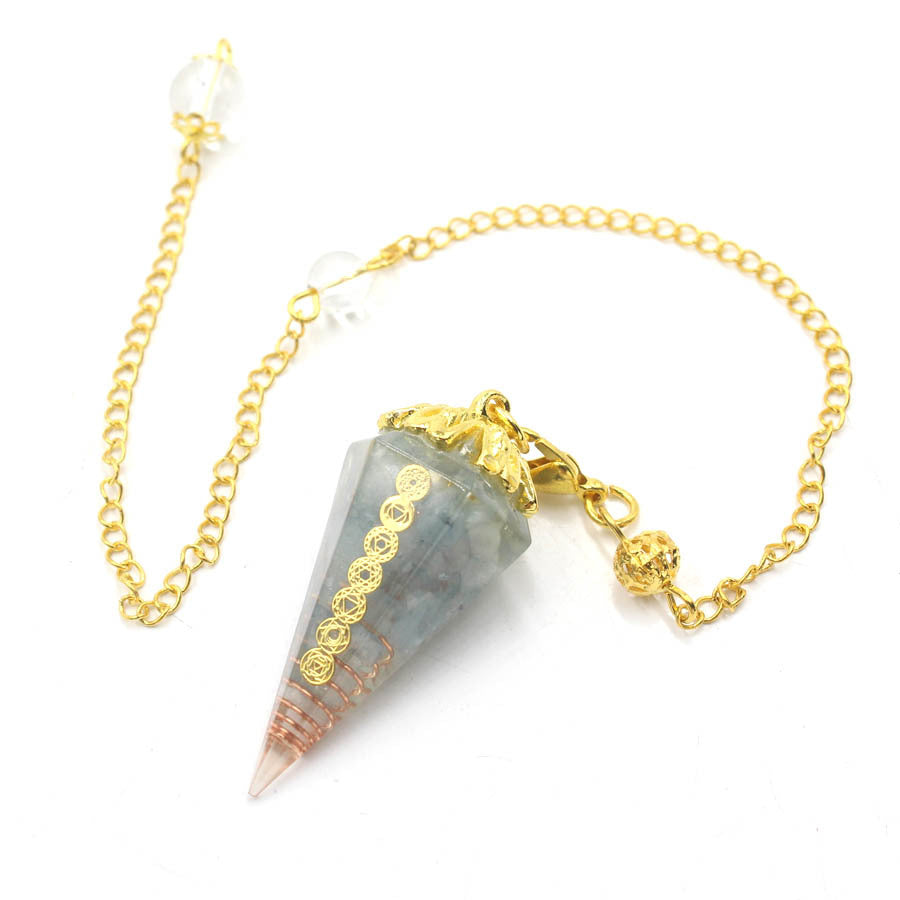 Golden Chain Tapered Resin Crystal Pendulum