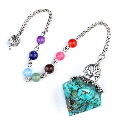 Chakra colorful bead chain crystal resin diamond pendulum