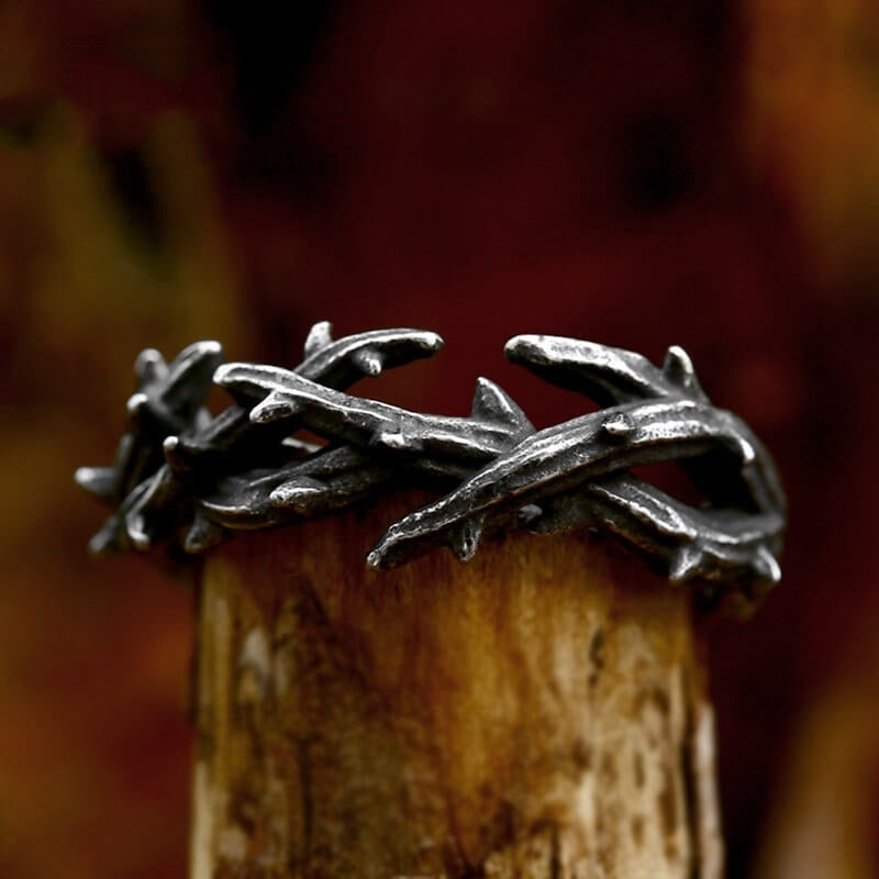 Simple And Stylish Men's Stainless Steel Tree Branch Ring