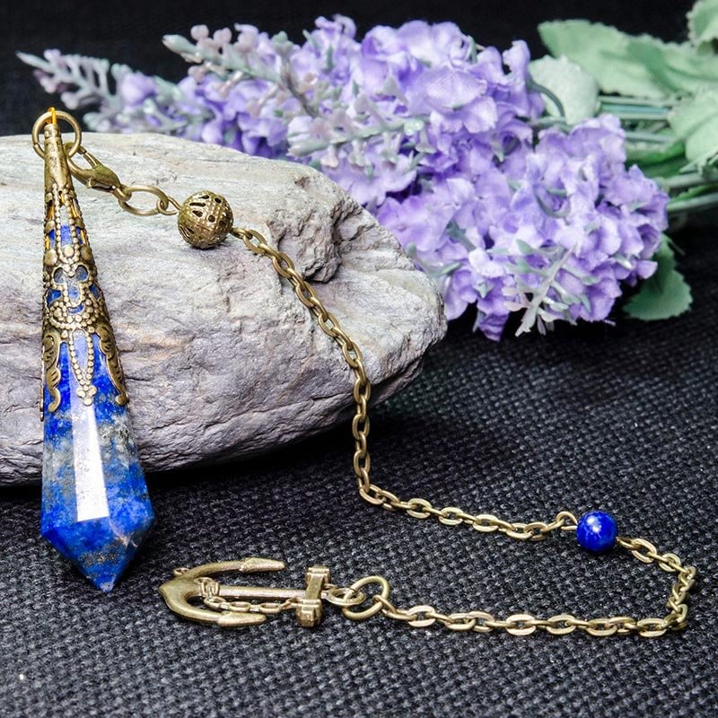 Vintage 12-Faceted Lapis Lazuli Retro Positive Pendulum
