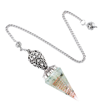 Silvery Crystal Agate Resin Hexagonal Pyramid Spirit Pendulum