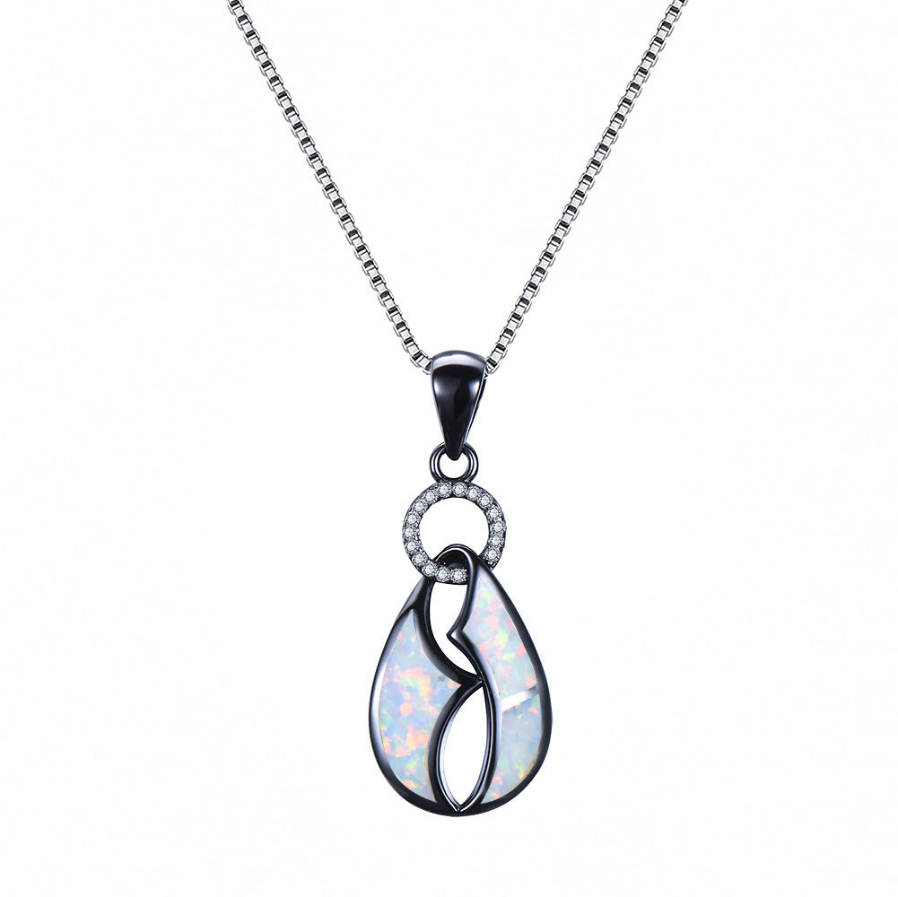 Opal single-ring pendant necklace