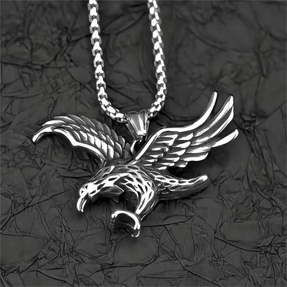 Vintage Stainless Steel Hip-hop Style Flying Eagle Pendant Necklace for Men