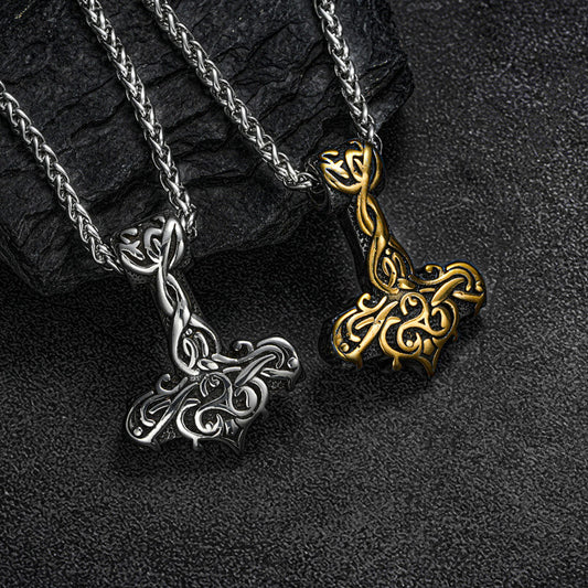 Men's Steel Mjolnir Pendant Necklace