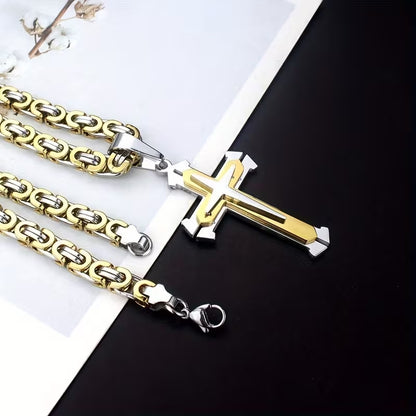 Fashionable Men's Three-Layer Cross Necklace